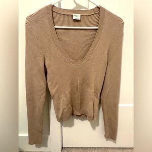 Abercrombie & Fitch Beige Ribbed Long Sleeve Sweater Size Large Women’s